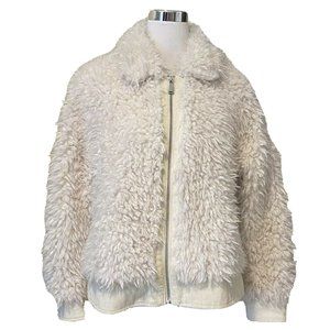 New BCBGeneration Faux Fur Jacket Winter Coat Womens Size XL Off White